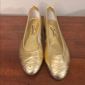 Leslie Gold Textured Flats